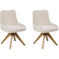 ESSZIMMERSTUHL 2er Set drehbar Stoff Hellbeige Dorris