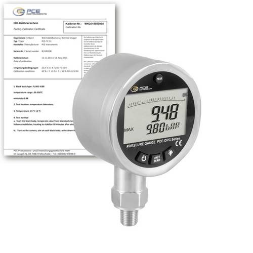 PCE Instruments PCE-DPG 10-ICA Druck-Messgerät kalibriert (ISO) Gase 0 - 10 bar