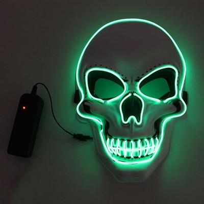 Inspired Living LED Skull Mask Glowing Halloween Cosplay Mask With Cold Light Effects green