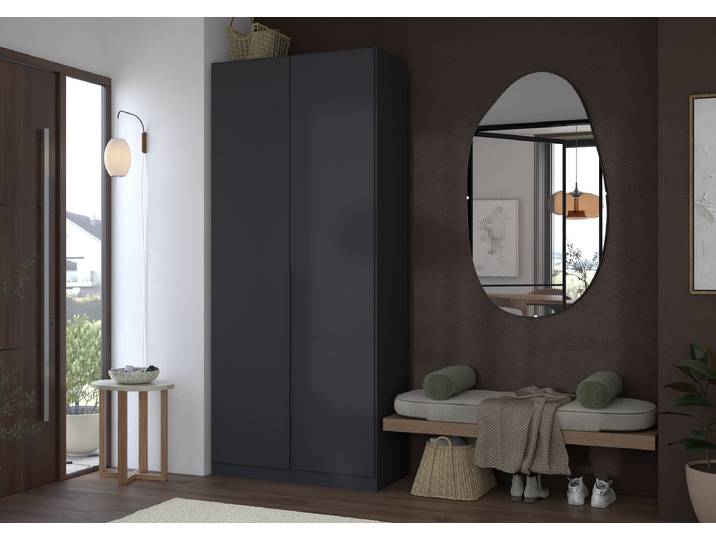 Armoire Avena 91cm Gris/Gris métallisé