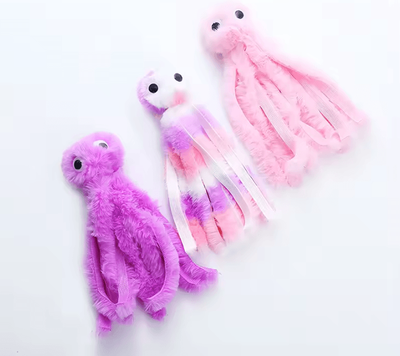 Inspire Curations OctoPaws Plush Octopus Cat Toy For Interactive Play & Chewing white