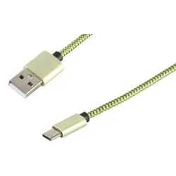 USB Ladekabel USB-A-Stecker > USB Typ C Stecker Nylon grün 0,9m