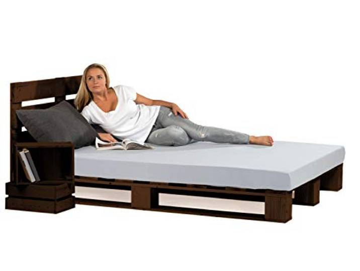 sunnypillow 160x200cm Paletten Bett mt Kopfteil Palisander Bett mt Paletten Massivholz Bett Palettenmöbel Fichte europalette Fichte Palisander Loft 80 90 100 120 140 160 180 200 220 240x200cm