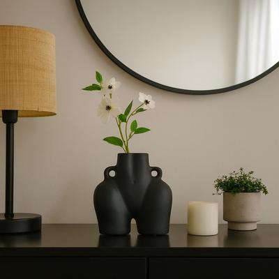 Sagebrook Home Decorative Vase - Ceramic Abstract Half Body Shape,8in