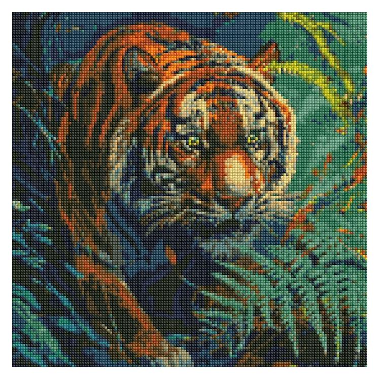 Ideyka Diamond Painting - Dschungel-Lord mit Rahmen 40 x 40 cm (AMO7695)