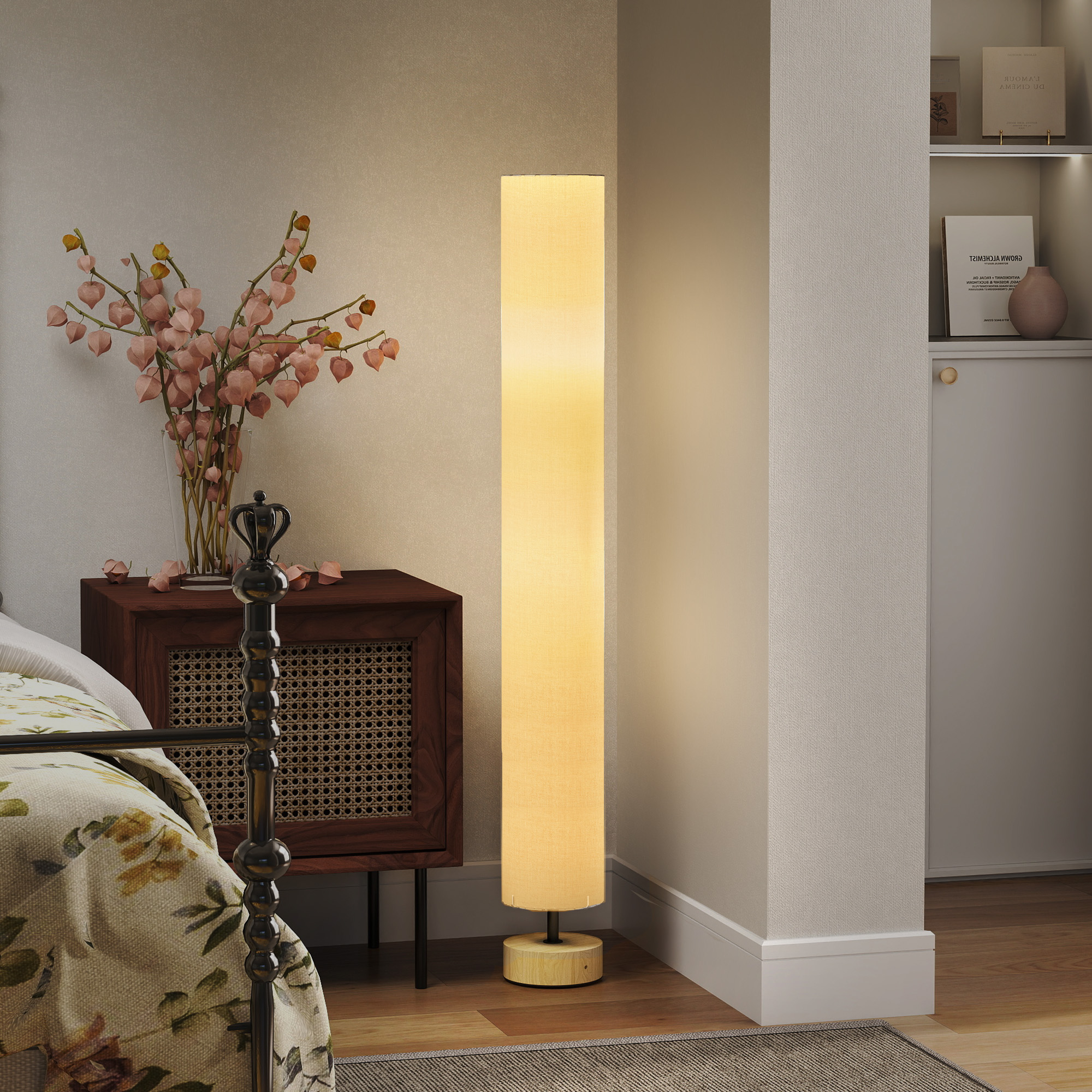 Homcom Lampada da terra con paralume in tessuto e interruttore a pedale   Aosom Italy