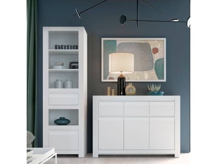 Wohnzimmer Esszimmer Wohnmöbel Set 2-teilig modern weiß Schrank Sideboard