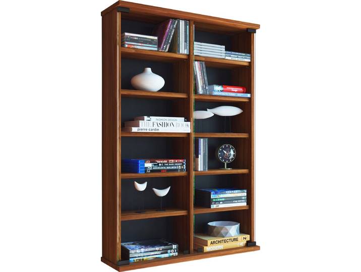 Houten CD DVD wandplank Hangende plank Wandkast Wandvitrinekast Zuntisa glazen deur