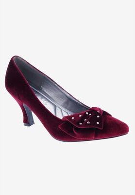 Women's Charm Stud Kitten Heel Pump by Bellini in Wine Velvet (Size 9 M)