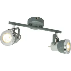 Deckenstrahler grau Wohnzimmerleuchte Deckenlampe mit verstellbaren Spots, Metall steingrau, 2x GU10, LxH 26 x 18,5 cm