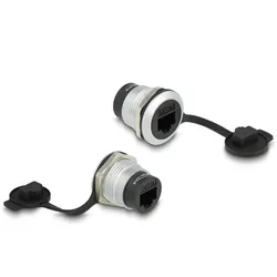 DELOCK RJ45 Cat.6A Einbaubuchse mit Staubschutzkappe