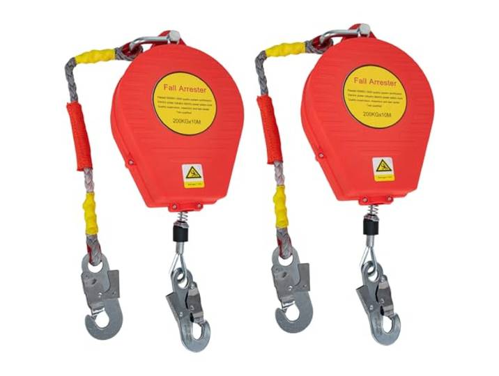 Aocay Absturzsicherung Dachdecker 200kg(Rot – 2 Stück,10m) Höhensicherungsgerät Absturzsicherung 10m mit Selbstsicherndem Haken, Auffanggurt Absturzsicherung Einziehbar Dacharbeiten