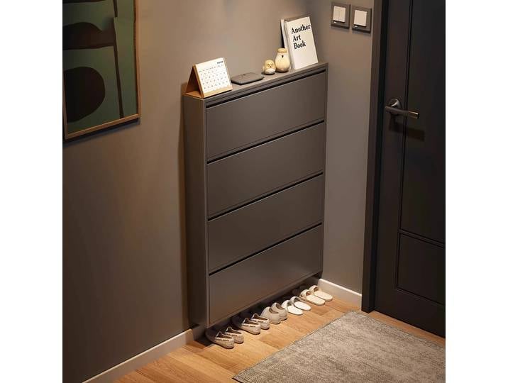 Tiroirs étagère noir étagère à chaussures galery poussière élégant moderne coin chaussures armoire verticale ultra-mince Meuble Rangement meubles de maison