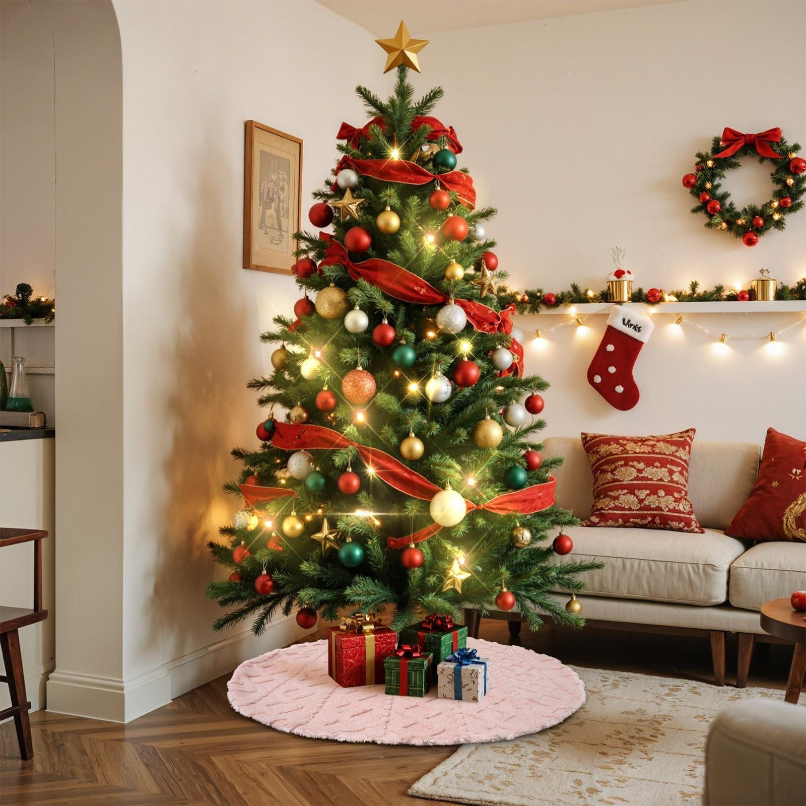 Luxe Faux Leather Kerstboom Skirt 180 cm voor Feestelijke Decoratie