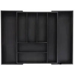 relaxdays Besteckkasten ausziehbar aus Bambus bis 58 cm breit schwarz