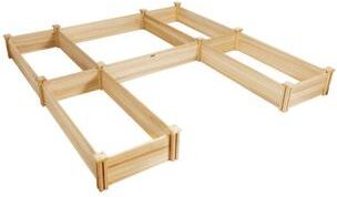 Costway U-Shaped Wooden Garden Raised Bed for Backyard and Patio-Natural