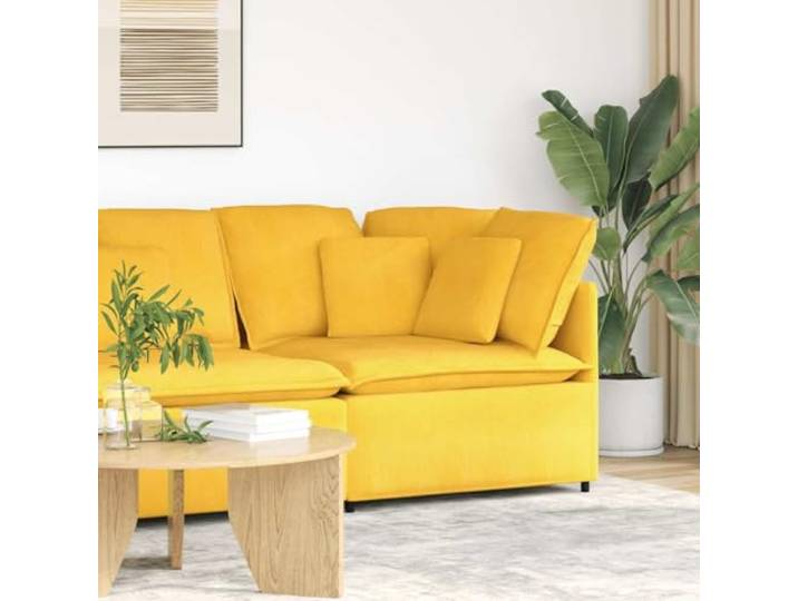 HKQWPBF Modulares Sofa Eckmodul mit Kissen Hellgelb 100 cm Cordstoffbezug, Schaumstoffpolster, stabiler Metallrahmen, Textilene-Sitzfläche, kombinierbar mit weiteren Modulen