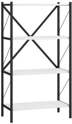 Costway 4-Tier Bookshelf with Heavy-Duty Metal Frame-White
