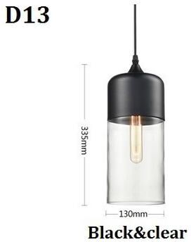 On Spot Shop Nordic Pendant Lamp, Modern Glass Hanging LED Light Fixture For Restaurant, Living Room, Bedroom, Indoor Decoration d Black Clear