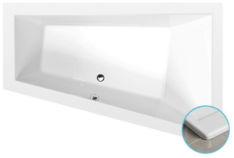 Polysan TRIANGL R SLIM asymmetrische Badewanne 180x120x50cm, weiß