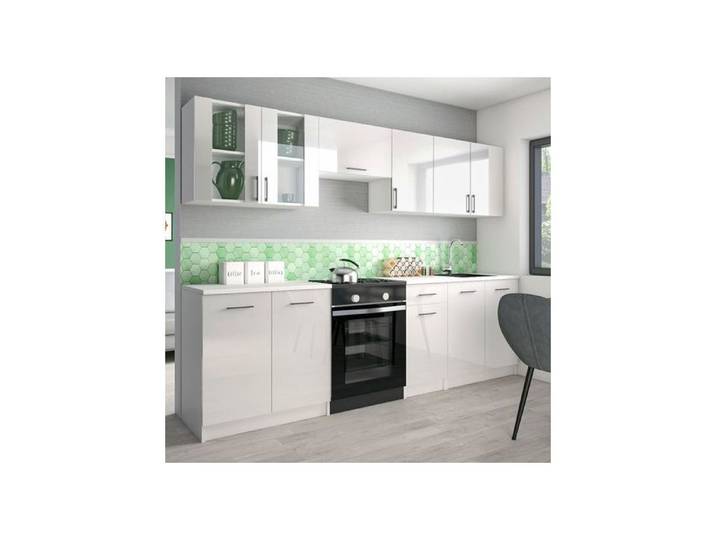 Cuisine Lecco 260 blanc brillant sans plan de travail