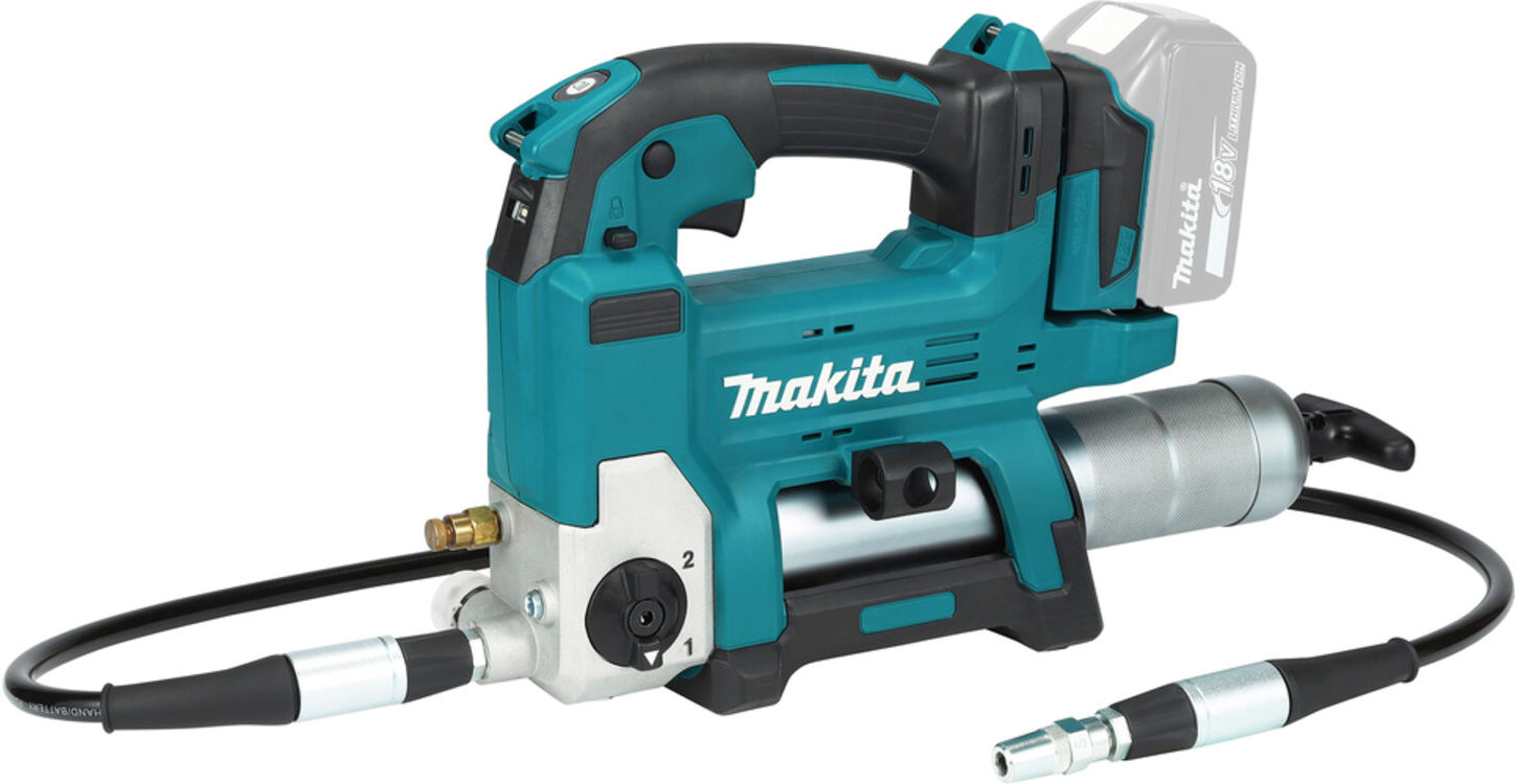 Makita DGP180Z Akku-Fettpresse mit hoher Förderleistung und variabler Geschwindigkeit für verschiedene Schmierstellen, 18V)