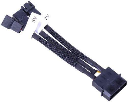 Phobya Adapter 4Pin Molex auf 3Pin 5V/7V/12V - Schwarz 10cm