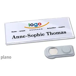 10 Namensschilder PLANO, magnetisch smag® Magnet | 75 x 27 mm, Acryl (PMMA), transparent