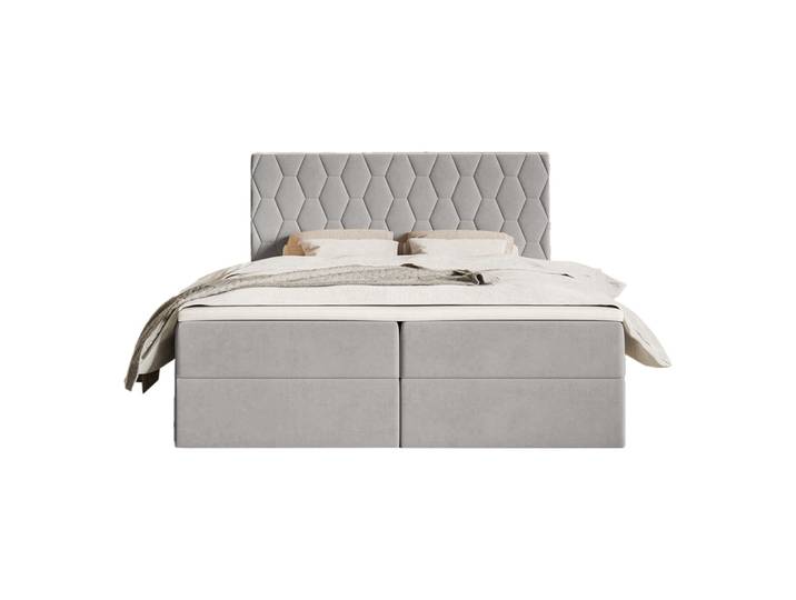 Lit boxspring en velours 160x200 cm, Gris
