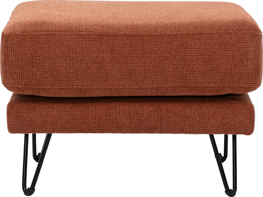 Miliboo Hocker-Fußhocker aus Chenille-Stoff in gebrannter Erde und Metall OSLO