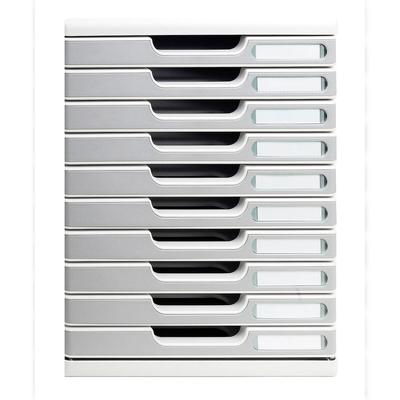 Exacompta 302041D 1x Modulo Ablagebox mit 10 Schubladen, ideal für Dokumente DIN A4 - lichtgrau/steingrau