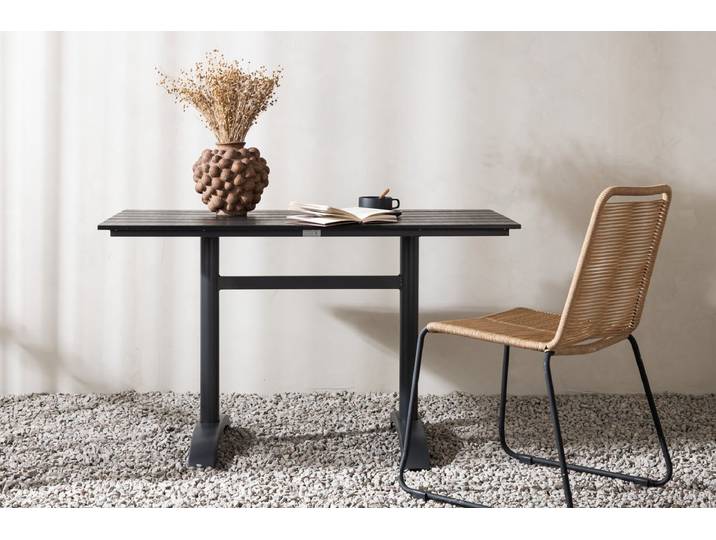Garten Esstisch Salento - 120x90 cm in Schwarz mit einer Tischplatte aus Aintwood - Schwarz - Luxusbetten24