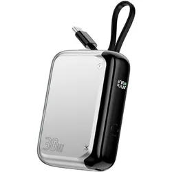 4smarts Powerbank Mit integriertem USB-C Kabel 10000 mAh, Silber (10000 mAh, 30 W, 37 Wh), Powerbank, Silber