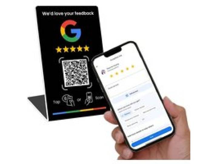NFC 215 Programmeerbaar voor Google Review Card NFC Station Tafel 13.56Mhz QR-code kan onafhankelijk worden ingesteld om de staande kaart te koppelen.