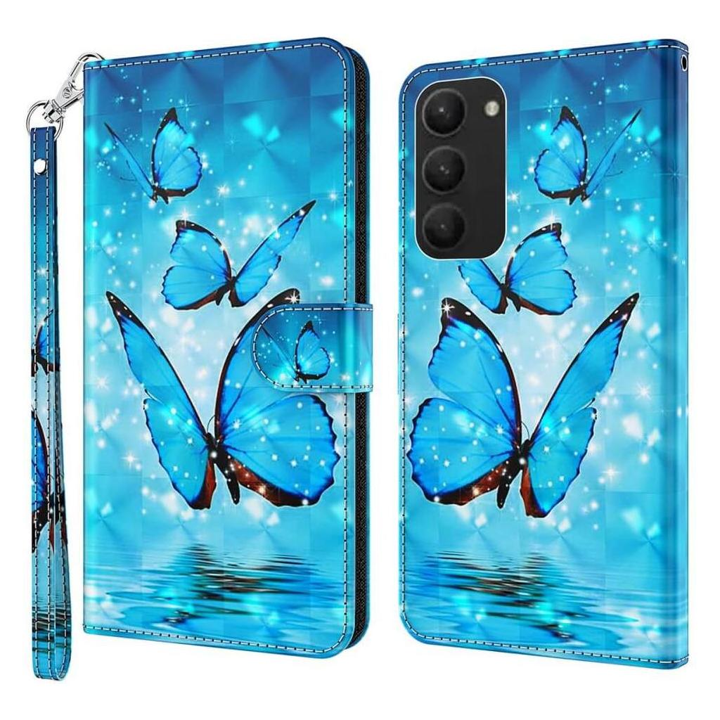 Cover-Discount Etui Glitzer Effekt Schmetterling blau (Samsung Galaxy S24+) (660171388H)