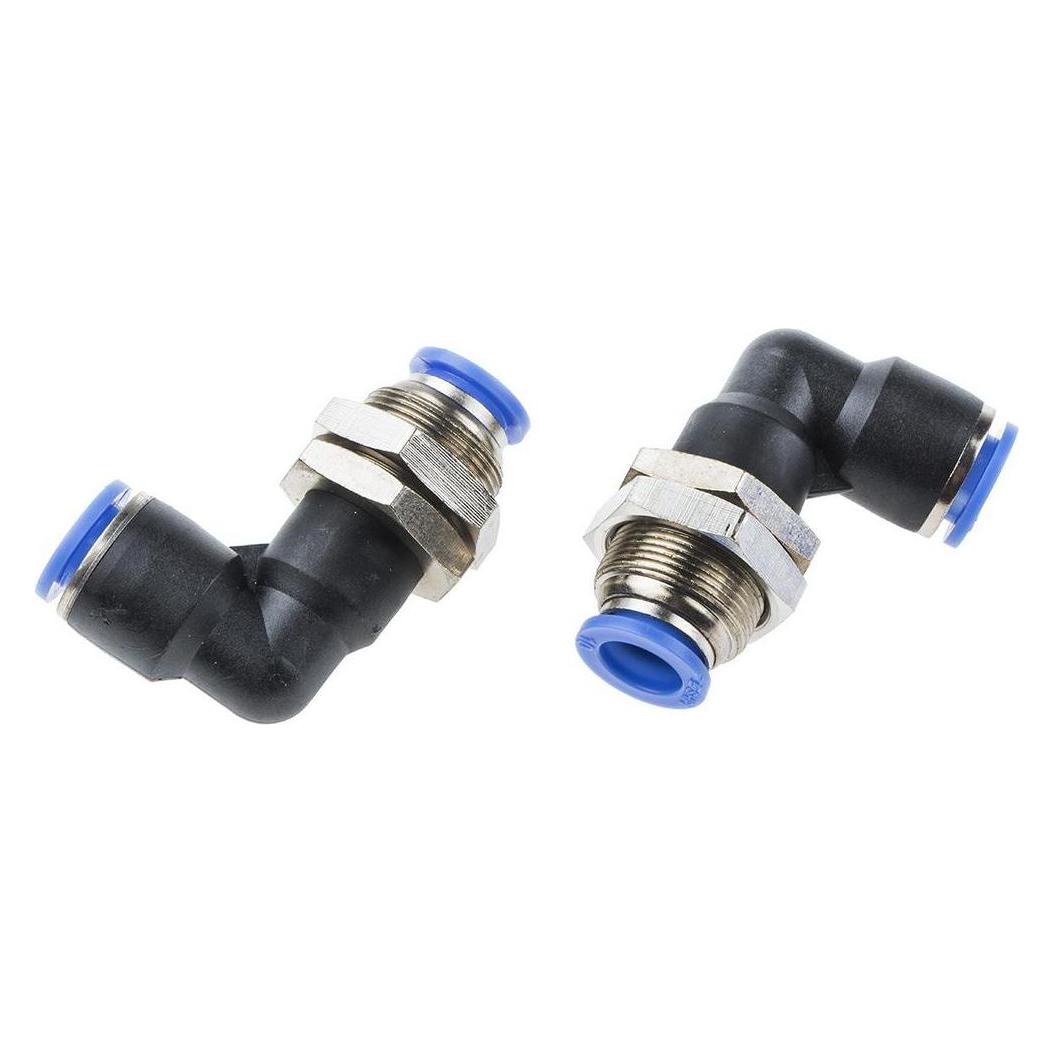RS PRO 90 Degree Bulkhead Elbow Fitting, 10 mm (Winkelverbindung) (9160845)