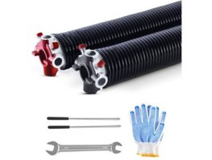 VEVOR Torsionsfedern für Garagentore (Φ 5,94 x Φ 50,8 x 711 mm) 16000 Zyklen, schwarz beschichtet zum Auswechseln, Garagentorfedern mit rutschfesten Wickelstäben & Handschuhen & Montageschlüssel