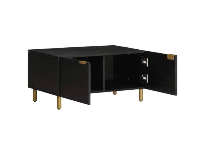 Schwarz Couchtisch 80x50x40cm aus Holzwerkstoff Metallgriffe, Getränkeplatte, Zeitschriften, Bücher, Fernbedienungen, Industriestil