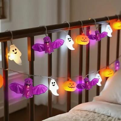 Inspire Select LED Halloween String Lights Battery Powered Bat, Ghost & Pumpkin Party Decor Lights white
