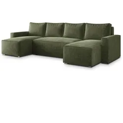 WOHNLANDSCHAFT ASPRA LM Grün Chenille mit Schlaffunktion