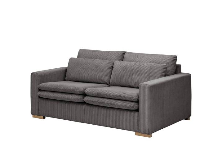 2,5-Sitzer Sofa Dailman Grau/Grau Cordstoff Lola 180 x 82 x 104cm Modern