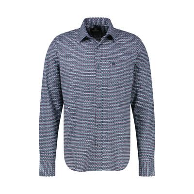 Langarmhemd LERROS "Modisches Herrenhemd mit Printmuster, große Größen", Herren, Gr. 3XL, extraweit, bunt (muted rot), 100% Baumwolle, Hemden