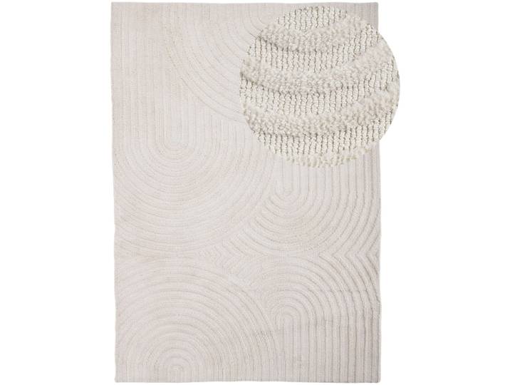 Teppich CARPETFINE Holly Zen 1 , beige (creme), B:120cm H:12mm L:170cm, Polyester, Teppiche, Teppich, Hoch-Tief-Effekt, geometrisch, Zeitloses Design, dekoratives Highlight