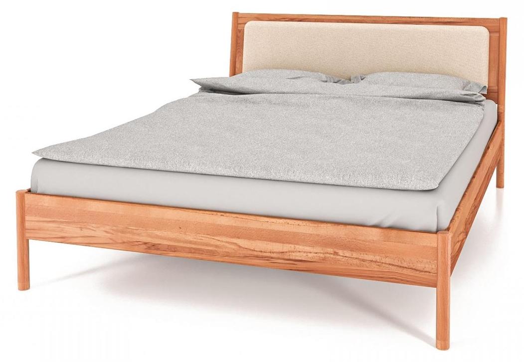 Bett Zola 3 Kernbuche massiv Sonderlänge 90x190 Polsterkopfteil und Holzbeine