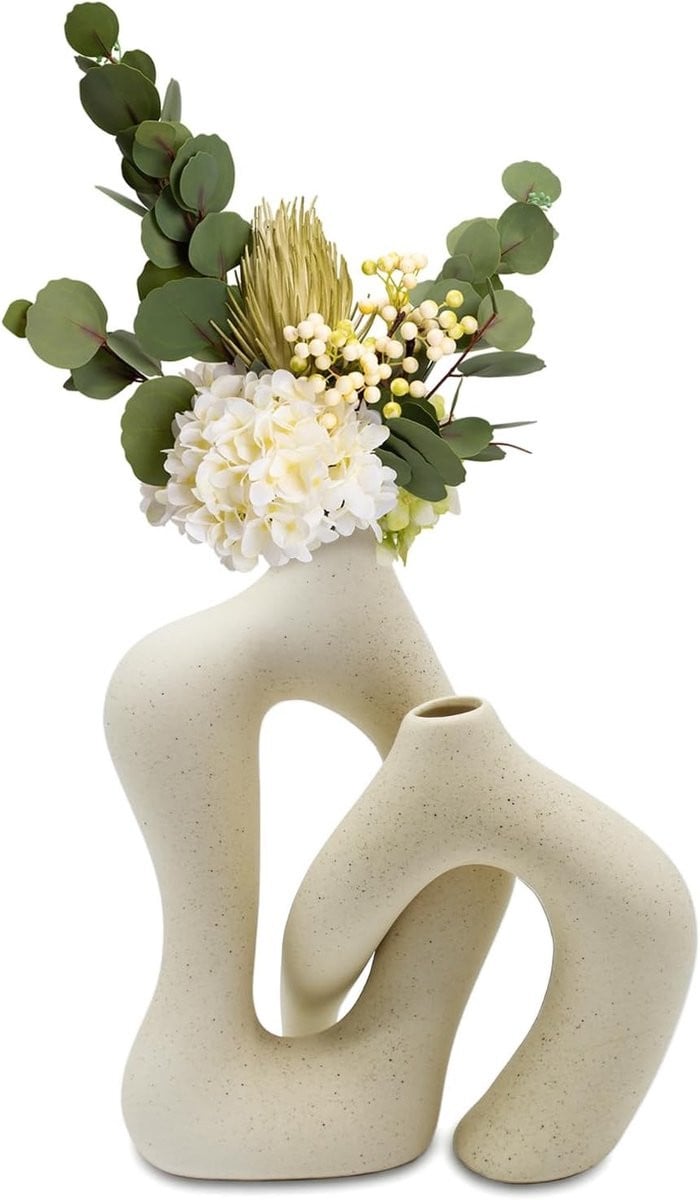 Moderne beige keramische vaas voor Bohemian interieurdecoratie