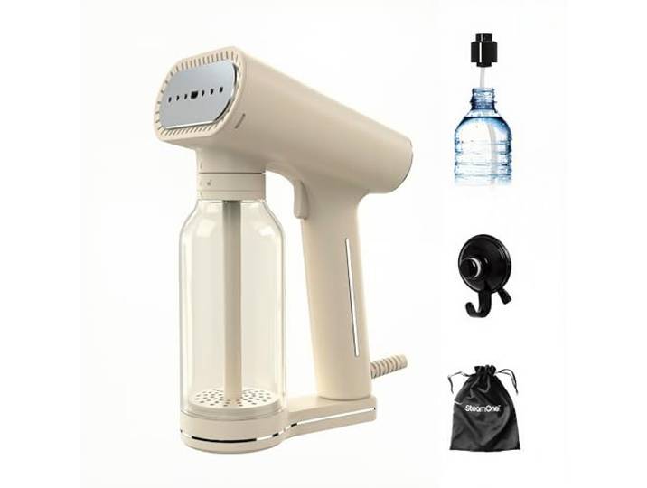 SteamOne Karl XL Steamer Défroisseur Portatif Cream 2000W - 400ml Steamer Portatif Karl XL\, 2000W\, Réservoir 400ml\, 2 Modes\, Prêt en 30s\, Crochet Ventouse Inclus\, CREAM400