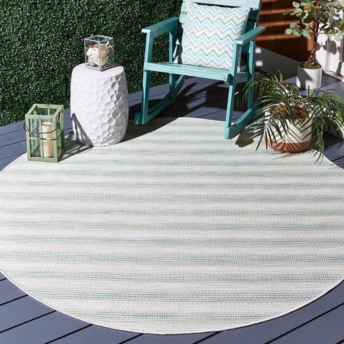 Rond Buiten- en Binnenvloerkleed Groen, Waterdicht en Wasbaar, Diameter: 200 cm