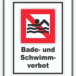 HB-Druck Schwimmen und Baden verboten Symbol und Text Aufkleber A8 (52x74mm)