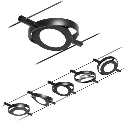 Paulmann 94418 Seil-Komplettsystem LED fest eingebaut LED Schwarz (matt), Chrom