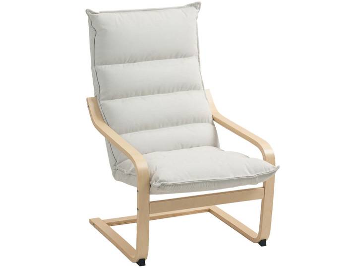 Homcom Sessel Polyester Cremeweiß, Holz, Birke, Füllung: Schaumstoff, 67x105x83 cm, Wohnzimmer, Sessel, Relaxsessel